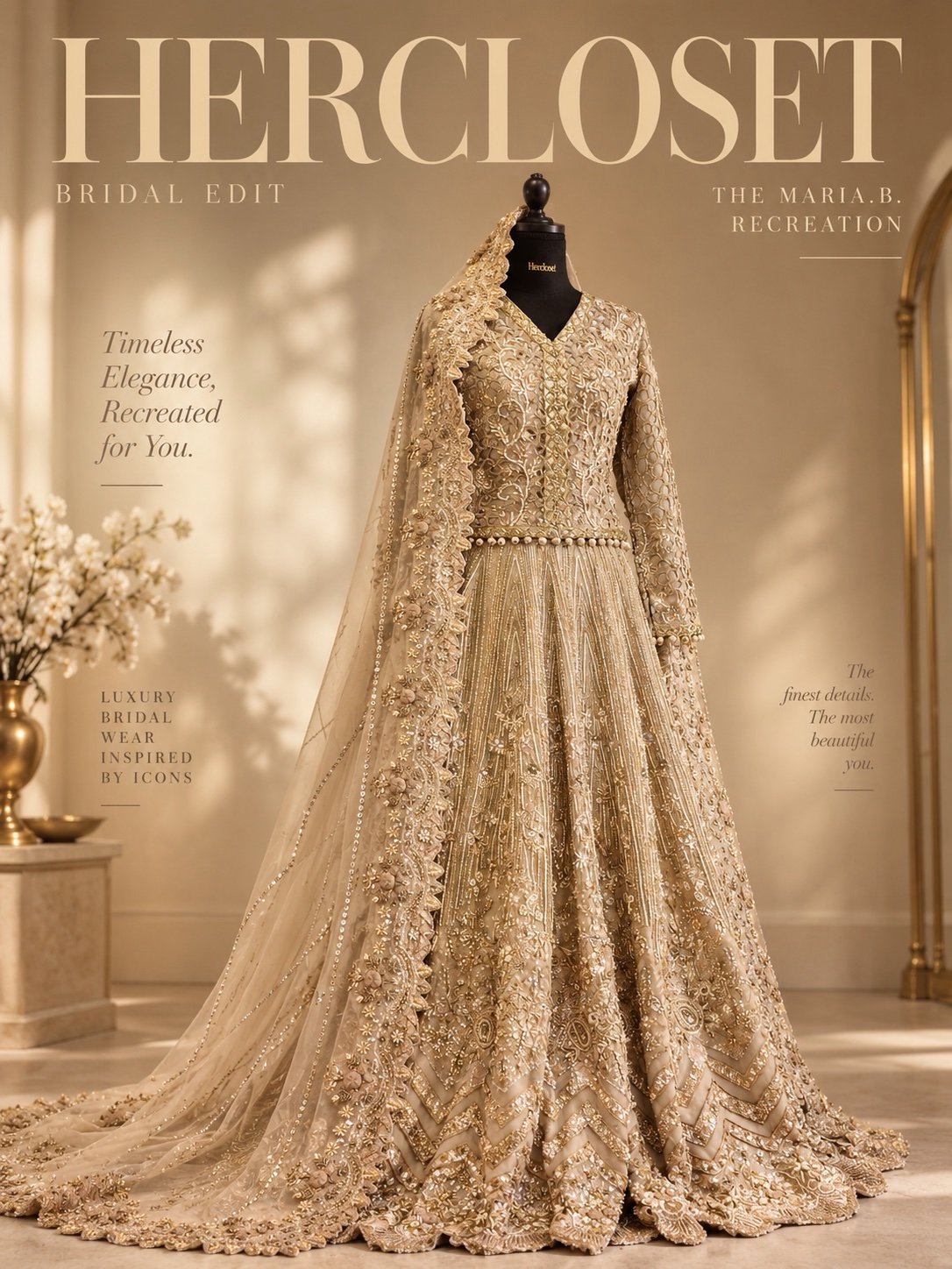 MariaBZarr bridal lehenga choli with 3D floral embellishment